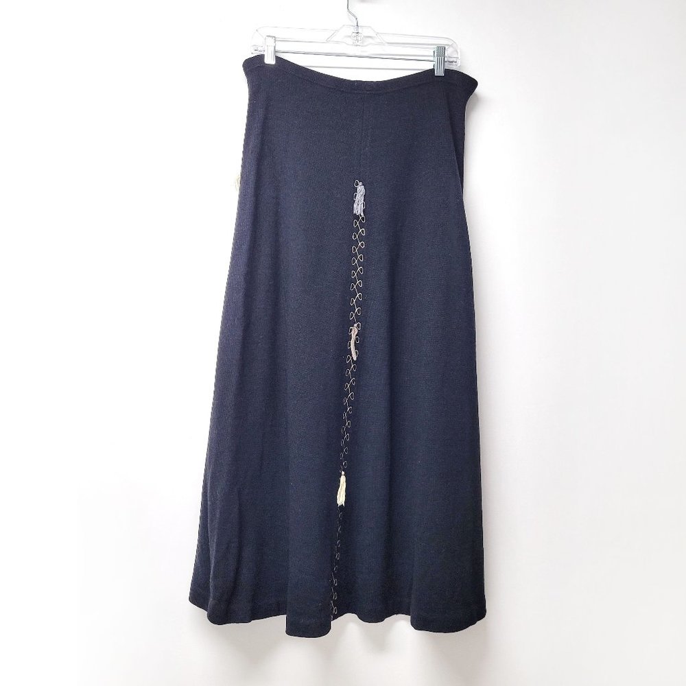 Chacok Tight Knit Midi Skirt Size L Black Color Made In France